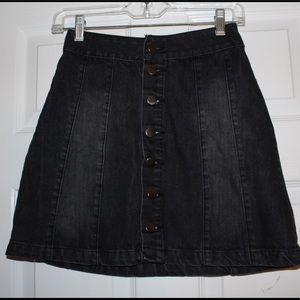 Black denim skirt